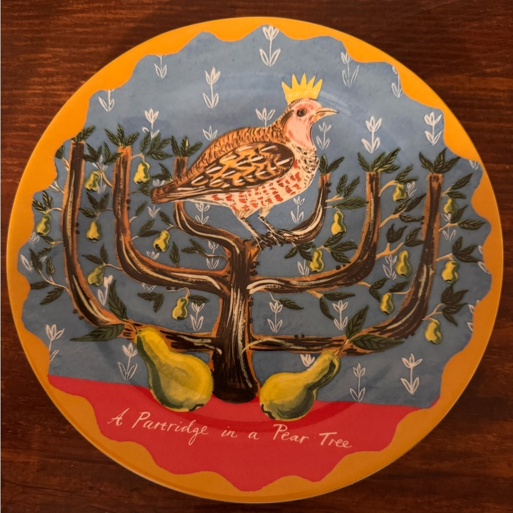 Anthropologie discontinued Christmas Series - A Partridge in a Pear Tree plate